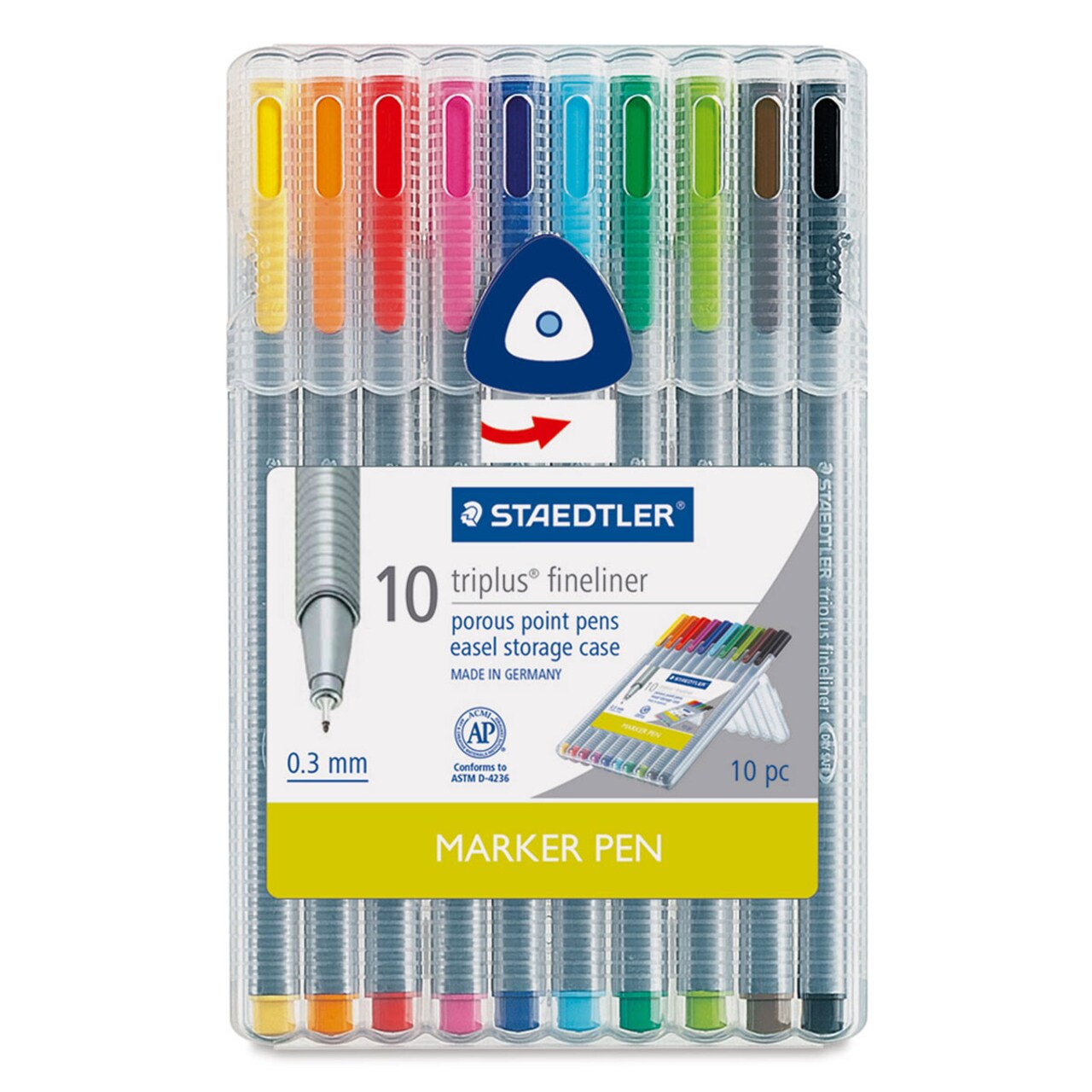 Staedtler Triplus Fineliner Pen - Assorted Colors, Set of 10